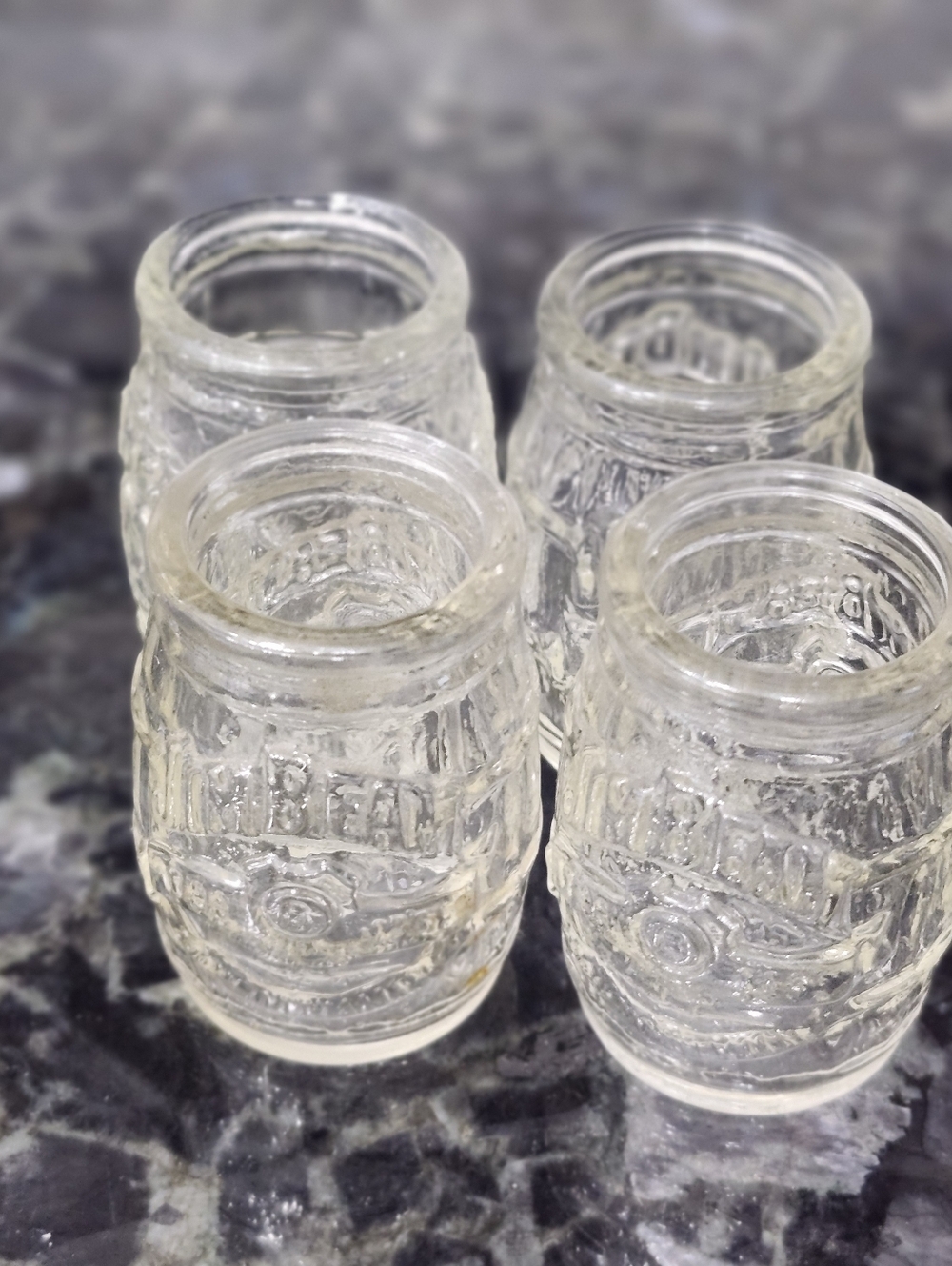 Vintage Jim Beam Glass Barrel Shot Glasses - Set of 4